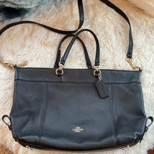 Coach Lenox Satchel in Black Pebbled Leather with Gold-Tone Hardware like new🔥